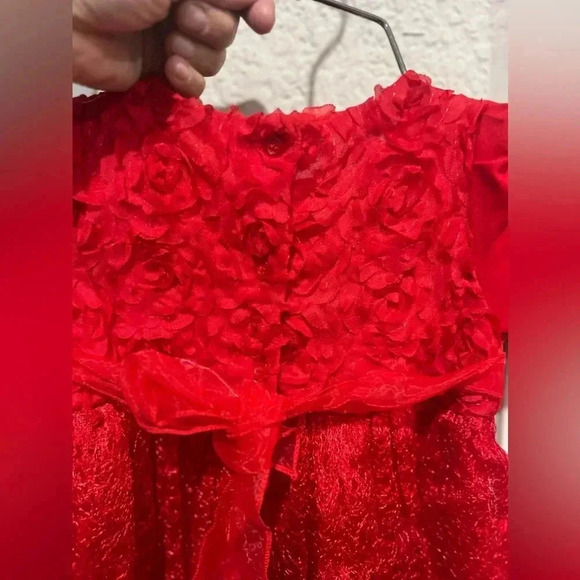 Wennikids Red Flower Girl Christening Birthday Party Dress 9 months 16-18 lbs - Picture 5 of 11
